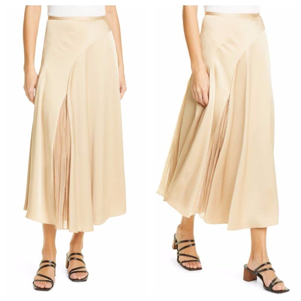 Mixed Media Panel Asymmetrical Skirt VINCE